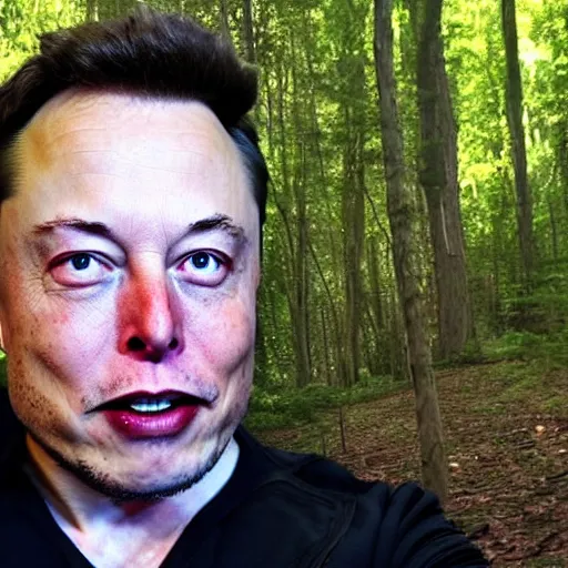 Prompt: elon musk taking a selfie in the forest, extremely detailed