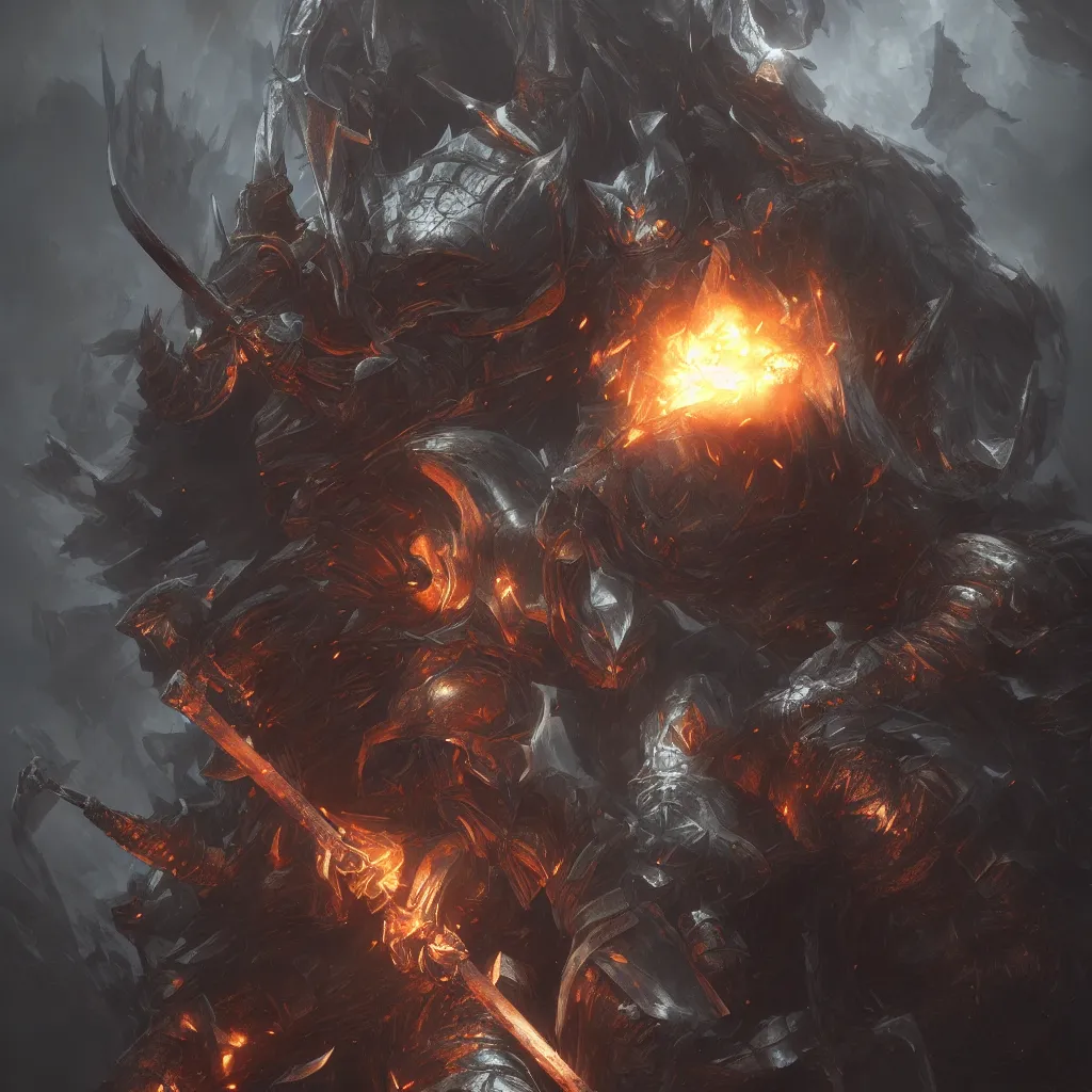 Image similar to dark souls knight, full body, award winning, fire embers, highly detailed, sharp focus, cinematic lighting, unreal engine 5, octane render, art by wlop and artgerm and greg rutkowski, masterpiece, trending on artstation, 8 k