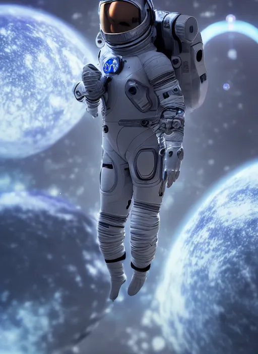 Image similar to a futuristic astronaut, artistic pose, cinematic shot, intricate, ornate, photorealistic, ultra detailed, realistic, 1 0 0 mm, photography, octane, high definition, depth of field, bokeh, 8 k, artstation