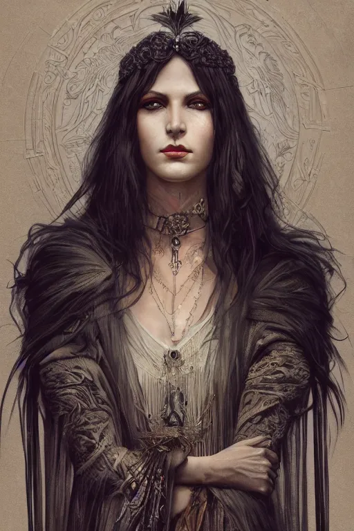 Image similar to a portrait of the Raven Queen, bored, illustration, dramatic lighting, soft details, painting oil on canvas, art nouveau, octane render, HDR, 4k, 8k, HD, by Edmund Blair Leighton, Brom, Charlie Bowater, trending on artstation, ,Tom Bagshaw faces by otto Schmidt