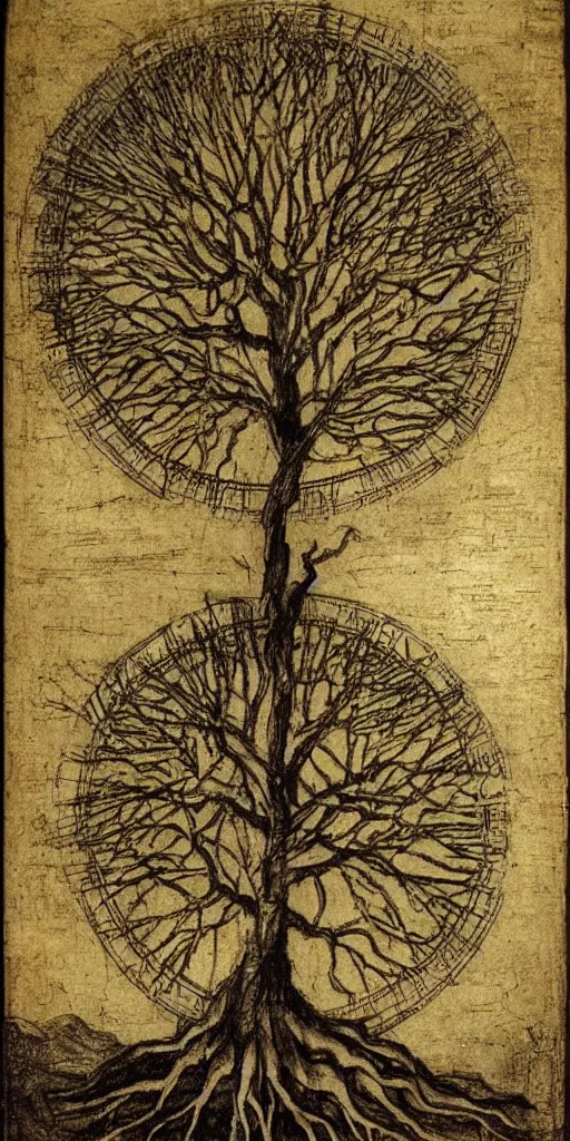 Image similar to davinci draws the tree of life