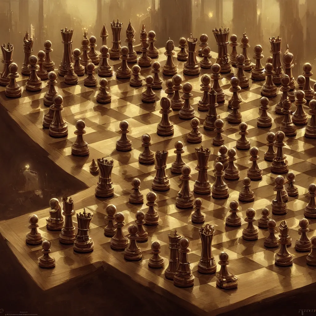 Image similar to fantasy set of chess pieces on chess board, studio shot, by gaston bussiere, anna nikonova aka newmilky, greg rutkowski, yoji shinkawa, yoshitaka amano, tsutomu nihei, muira, moebius, donato giancola, trending on artstation, featured on pixiv