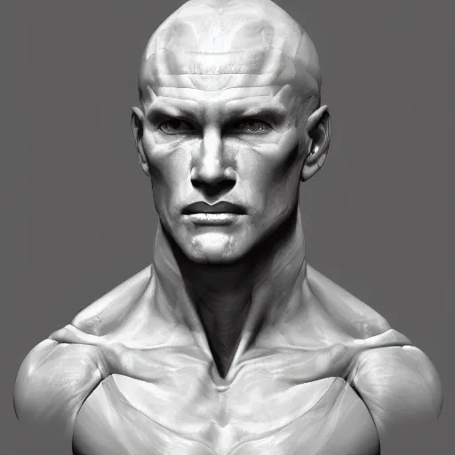 Image similar to a portrait of a man made entirely of marble, D&D, fantasy, elegant, hopeful, muscular, highly detailed, digital painting, artstation, concept art, smooth, sharp focus, illustration