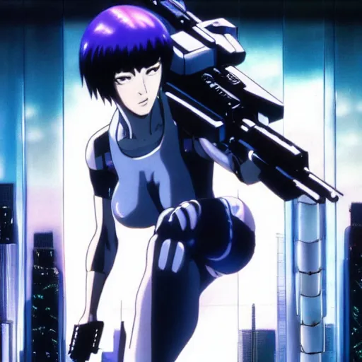 Prompt: Ghost in the Shell, GitS, perfect face, Motoko Kusanagi, film, adaptation, style anime, by Masamune Shirow