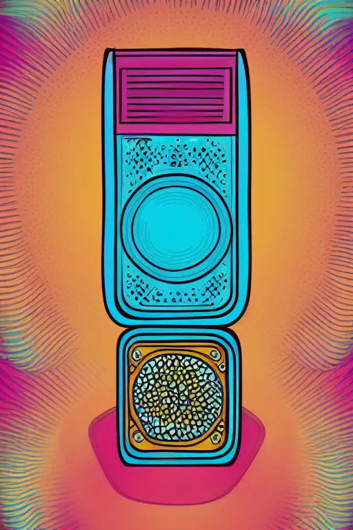 Image similar to minimalist boho style art of a colorful speaker, illustration, vector art