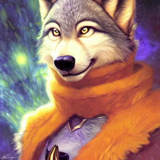 Image similar to a portrait of a female wolf wolfwoman canine alien in starfleet uniform at night in a dark forest. zootopia fursona furaffinity furry art detailed face painting by gaston bussiere craig mullins jc leyendecker gustav klimt artgerm greg rutkowski furry