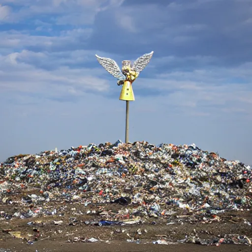 Image similar to landfill with an light angel on top