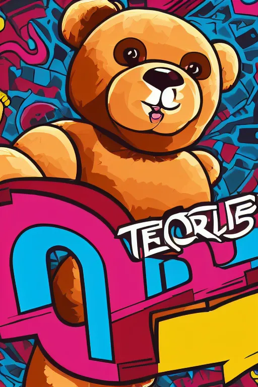 Image similar to in the style of a vector e-sports sticker portrait of an evil teddy bear, highly detailed, colourful, 8k wallpaper