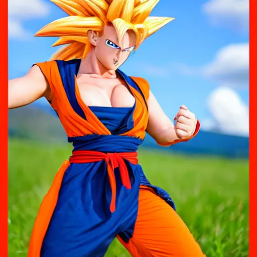 Prompt: female goku from dragon ball z