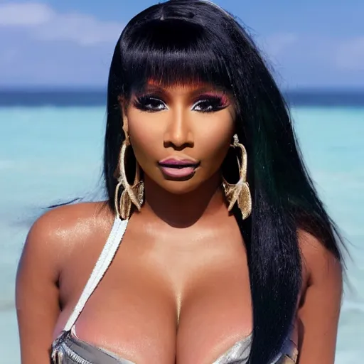 Prompt: nicki minaj goes to the beach