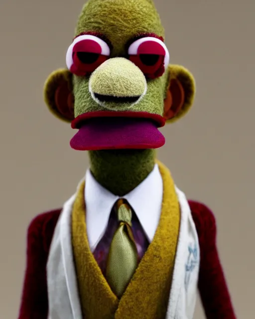 Prompt: gus fring as a muppet. highly detailed felt. hyper real photo. 4 k.