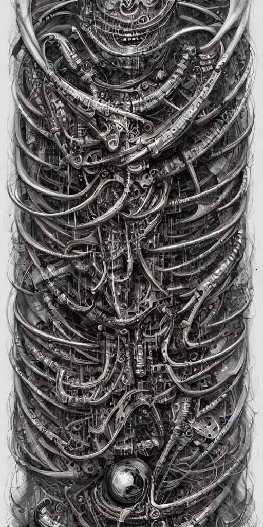 Image similar to biomechanical typography by hr giger and james jean and andreas rocha