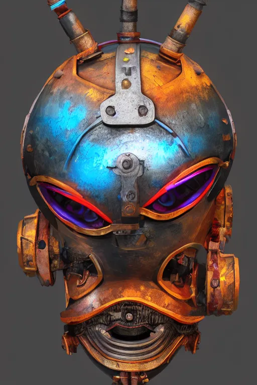 Image similar to colorful vivid steampunk mask minimalist fantasy art robot ninja helmet, global illumination ray tracing hdr fanart arstation by sung choi and eric pfeiffer and gabriel garza and casper konefal