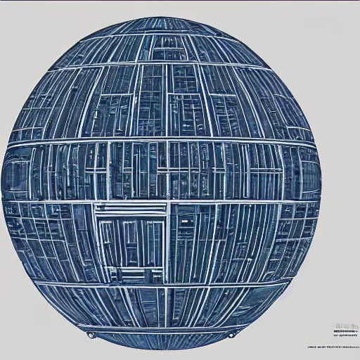 Prompt: blueprints of the Death Star, hyperealistic