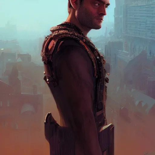 Image similar to highly detailed portrait, jude law as dombledor, in gta v, stephen bliss, unreal engine, fantasy art by greg rutkowski, loish, rhads, ferdinand knab, makoto shinkai and lois van baarle, ilya kuvshinov, rossdraws, tom bagshaw, global illumination, radiant light, detailed and intricate environment