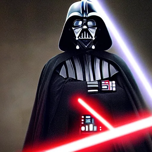 Image similar to Darth Biden, Joe Biden dressed as a sith lord in the new star wars, he's half machine now, promo still