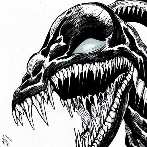 Image similar to venom drawn by junji ito