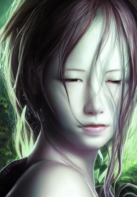 Image similar to beautiful portrait of a slime woman's face by aramaki shinji, amano yoshitaka, 8 k, hd