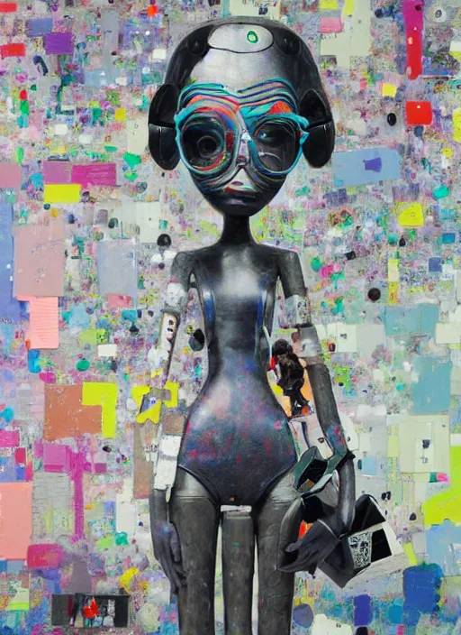 Image similar to professional art magazine photograph of a contemporary art sculpture of a modular quirky yorha android, by hikari shimoda, by jack gaughan