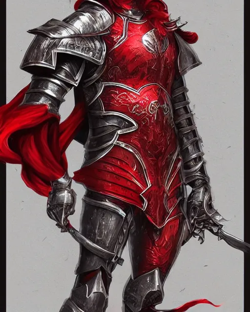 Image similar to knight armored in red, fantasy art, intricate, trending on artstation