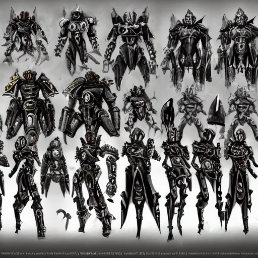 Image similar to Great Necron Army, concept art, digital art, trending on artstation, warhammer 40k concept art