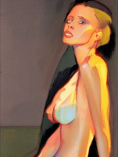 Prompt: portrait of abbey lee by john watkiss