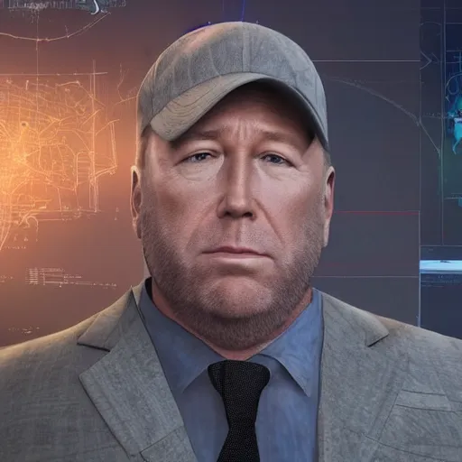 Prompt: hyperrealistic mixed media image of info wars alex jones wearing hat at desk, stunning 3 d render inspired art by xiang duan and thomas eakes and greg rutkowski, perfect facial symmetry, hyper realistic texture, realistic, highly detailed attributes and atmosphere, dim volumetric cinematic lighting, 8 k octane detailed render, post - processing, masterpiece,