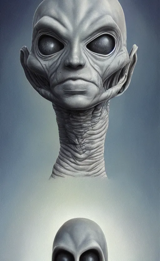 Image similar to A picture of Grey Alien, painting, by Moebius, ultra HD, Trending on artstation, ultrarealistic,