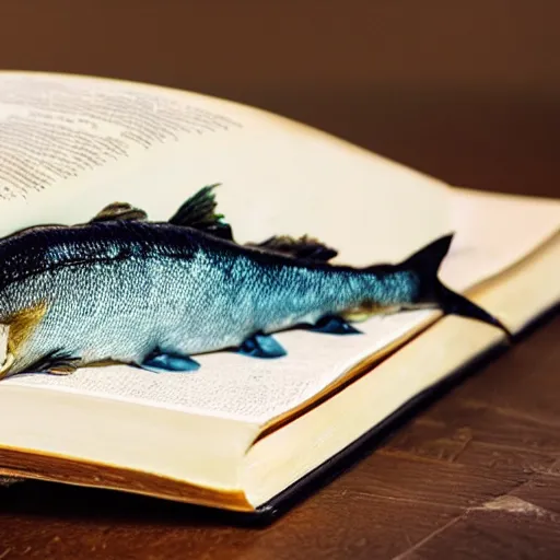 Image similar to a wet fish lying on top of a book