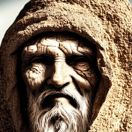 Prompt: Photography of 1000 years old man with highly detailed 1000 years old face