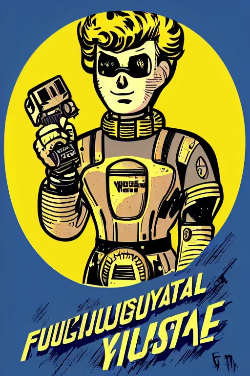 Image similar to fallout 7 6 retro futurist illustration art by butcher billy, sticker, colorful, illustration, highly detailed, simple, smooth and clean vector curves, no jagged lines, vector art, smooth andy warhol style