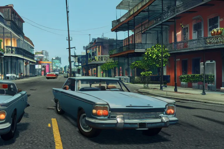 Prompt: screenshot of Grand Theft Auto 6: New Orleans, for ps5, Highly Detailed, Unreal engine 5, HD, 8k, GTX 3090,