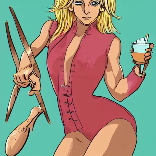 Image similar to britney spears, bunny suit, artwork in bleach art style, inspired in balthus, clean details, color palette, candy, anatomically proportional