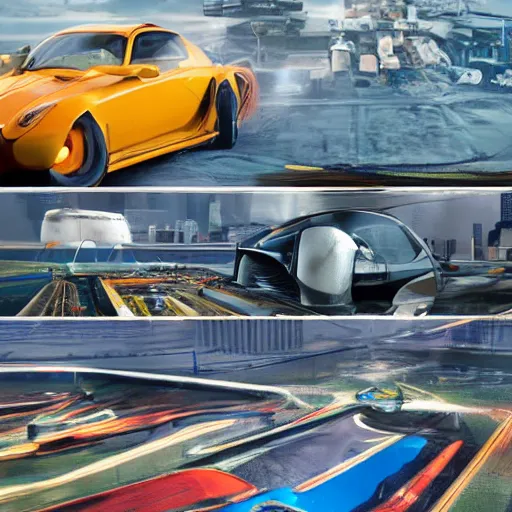 Image similar to several cars: center composition, cars portraits, ground view, motherboard forms designed by zaha hadid, sci-fi futuristic ultra realistic photography, keyshot render, octane render, unreal engine 5 lumen, high oiled liquid glossy specularity reflections, ultra detailed, golden hour, dramatic lighting 4k, 8k, 16k in the style ofblade runner 2049 Cyberpunk 2077 ghost in the shell thor 2 marvel film : tilt shift: sharp focus