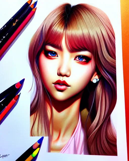 Image similar to richly detailed color illustration of lalisa illustrated by artgerm and mina petrovic and timothy kong and marina federovna. 3 d shadowing, eyes closed