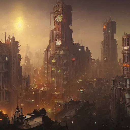 Image similar to a detailed image of steampunk city by greg rutkowski