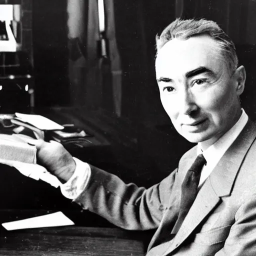 Image similar to photo of robert oppenheimer working as president