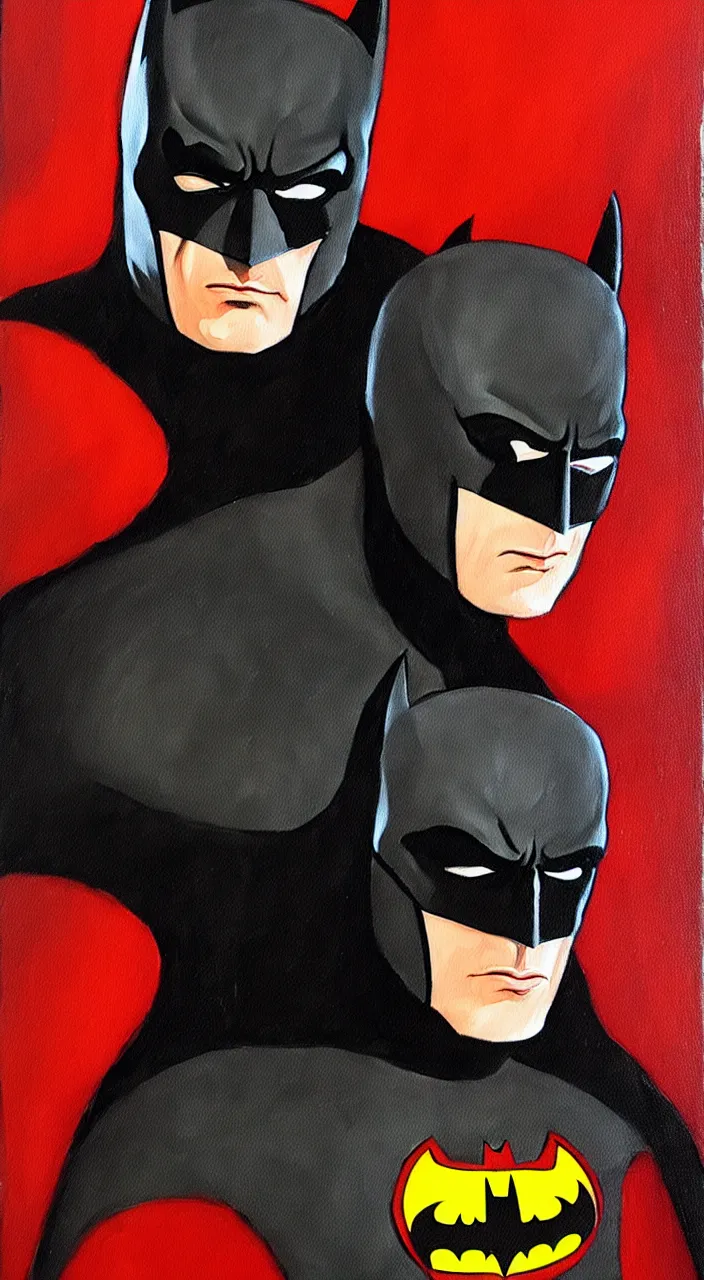 Image similar to a portrait painting of the Batman