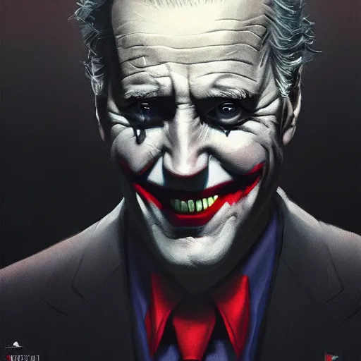 Image similar to joe biden as the joker, dramatic lighting, cinematic, establishing shot, extremly high detail, photorealistic, cinematic lighting, artstation, style by greg rutkowski