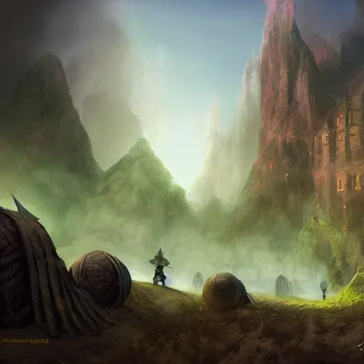 Prompt: epic fantasy scene inspired by Marc Simonetti