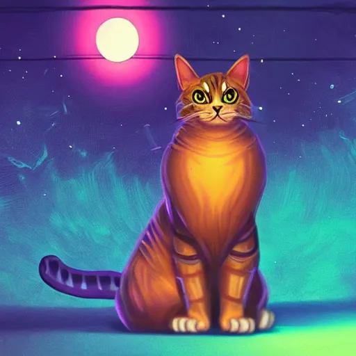 Image similar to interdimensional cat, magical synthwave, digital art trending on artstation