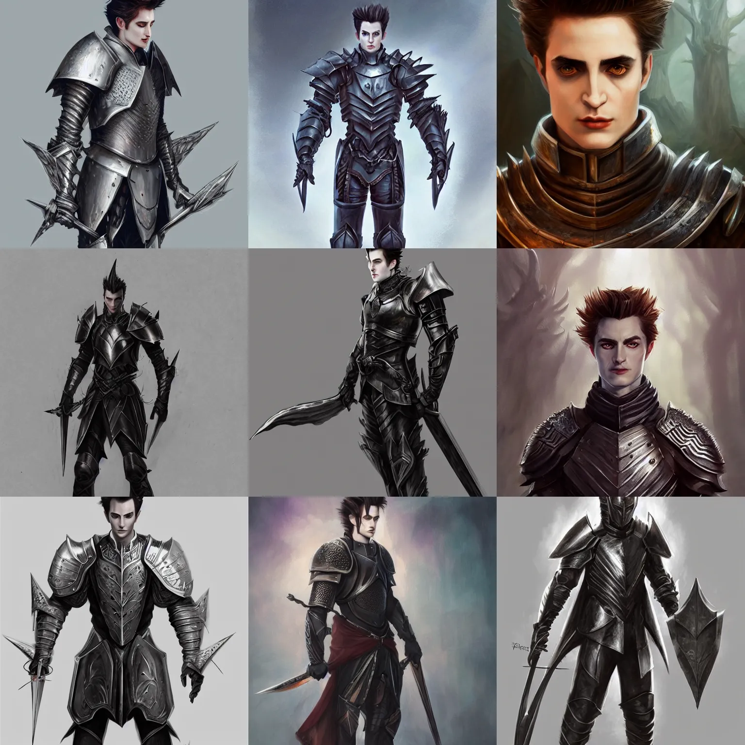 Prompt: edward cullen in plate armor, highly detailed, d & d, fantasy, highly detailed, digital painting, trending on artstation, concept art, sharp focus, illustration, global illumination, shaded, art by artgerm and greg rutkowski and fuji choko and viktoria gavrilenko and hoang lap