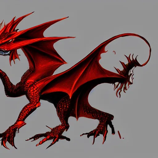 Prompt: a small, round, red dragon, concept art