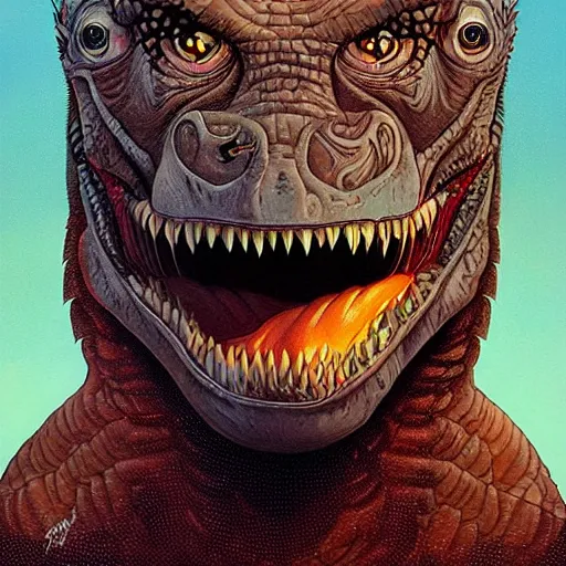 Image similar to Lofi portrait of tyrannosaurs rex, Pixar style by Tristan Eaton Stanley Artgerm and Tom Bagshaw