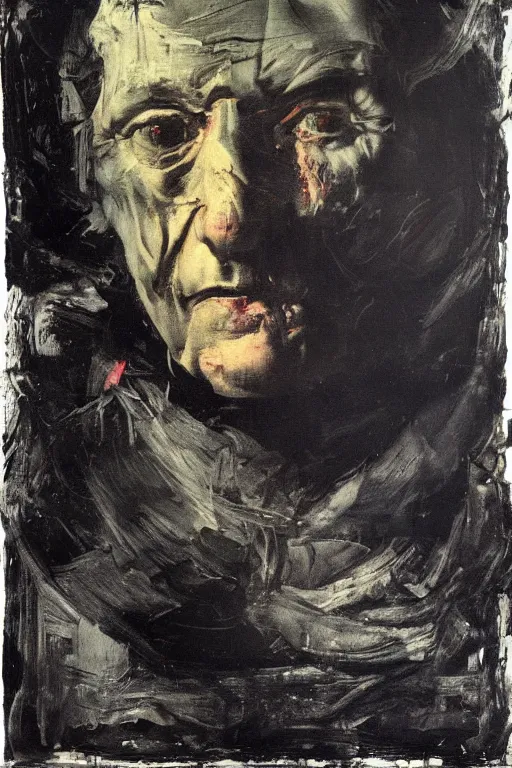Prompt: menacing portrait of medici emerging from the dark void, loneliness in the dark void, painted by Adrian Ghenie, Eugène Delacroix, Francis Bacon painted by Lucian Freud, polaroid, Renaissance, John Singer Sargant, glitch