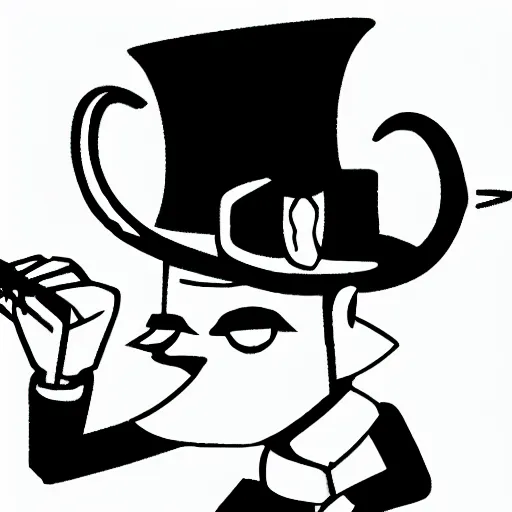 Prompt: cartoon vampire look mister jack wearing high hat and monocle