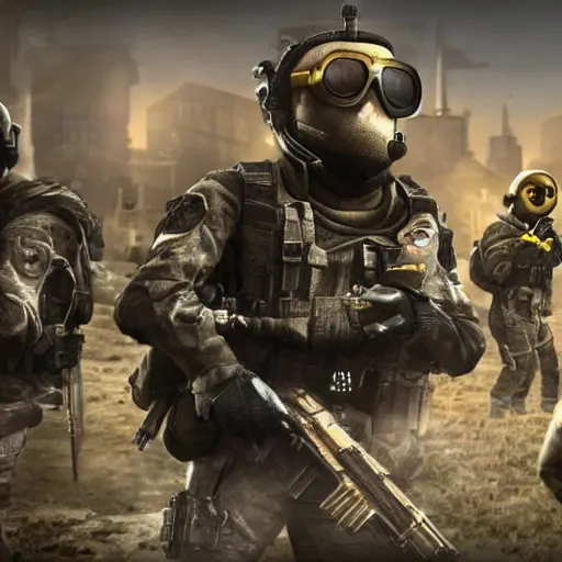 Image similar to Call of the duty: the Minions. game loading screen