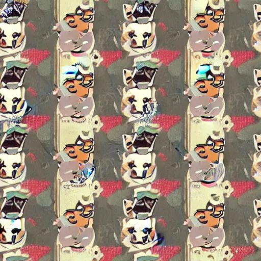 Image similar to a pattern of dogs and cats, vintage style