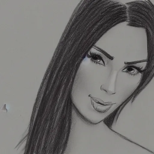 Image similar to milt kahl pencil sketch of kim kardashian