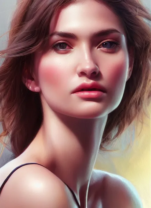 Image similar to photo of a gorgeous young woman in the style of stefan kostic, realistic, professionally retouched, half body shot, sharp focus, 8 k high definition, insanely detailed, intricate, elegant, art by stanley lau and artgerm